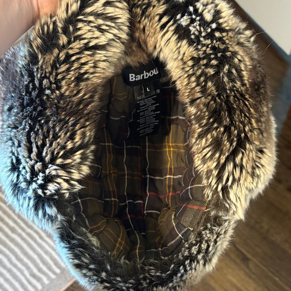 Barbour Brown and Cream Faux Fur Hood Hat - Picture 2 of 4